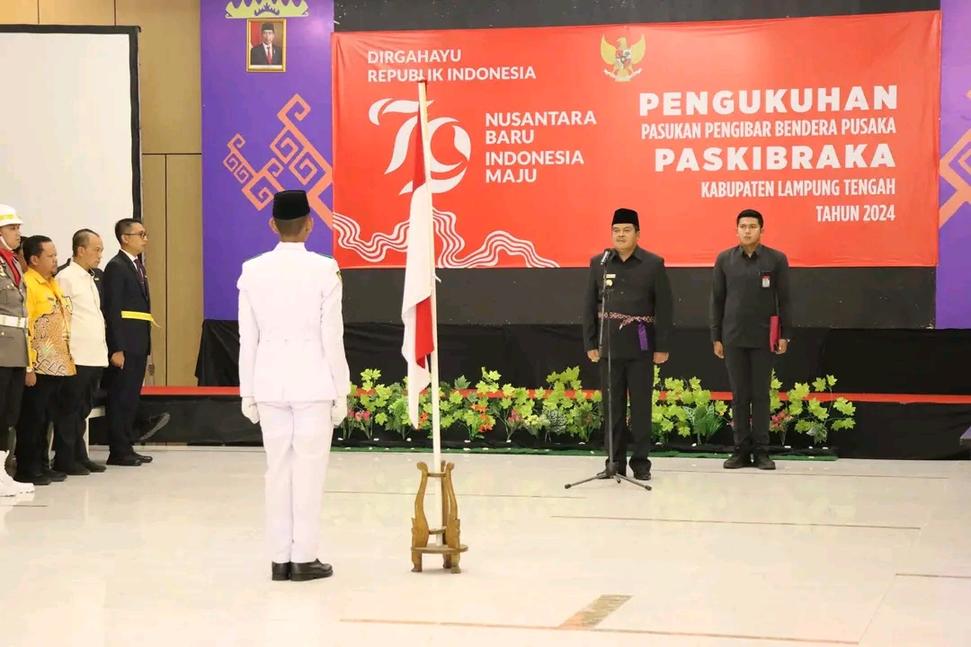Musa Ahmad Resmi Mengukuhkan 40 Anggota PASKIBRAKA Kabupaten Lampung Tengah 2024