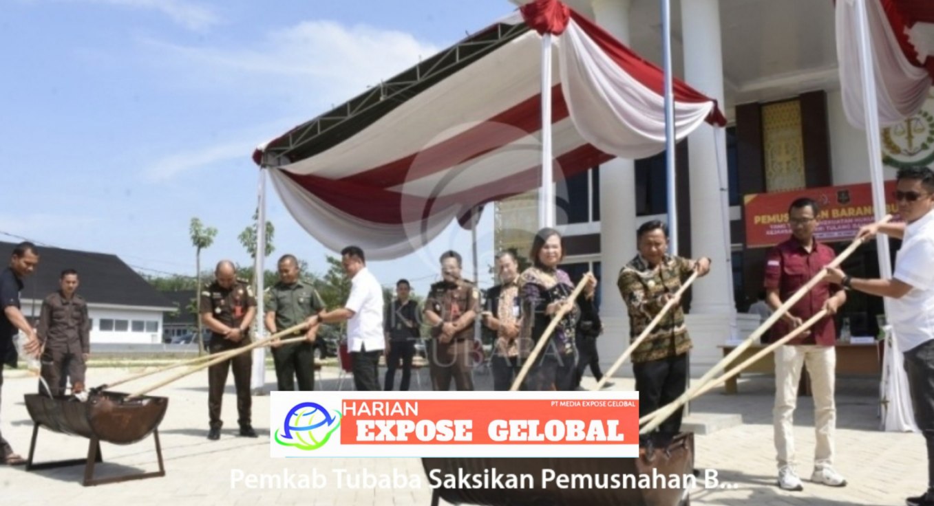 Pemkab Tubaba Saksikan Pemusnahan Barang Bukti 20 Kasus Pidana Oleh Kejari